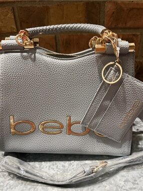 Bebe Dusty Blue Mini Top-Handle Logo Crossbody (MSRP $109)